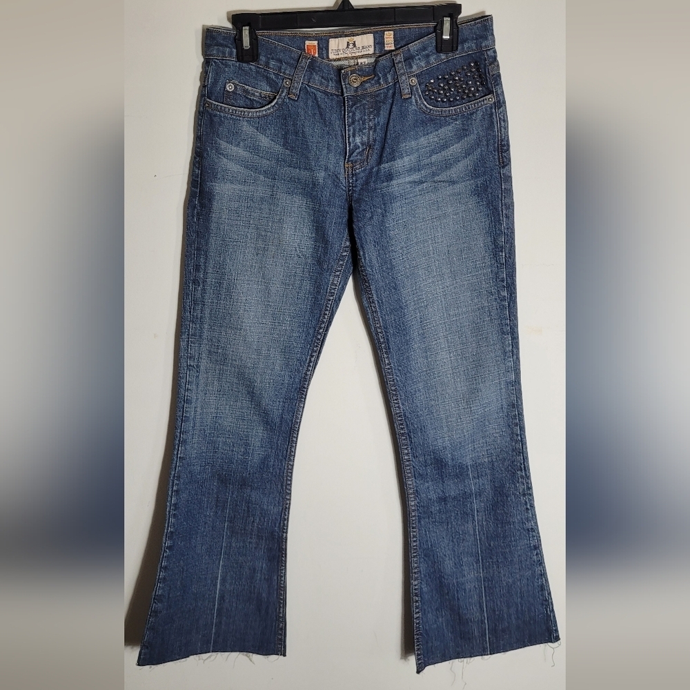 Juicy Couture "I Love Juicy" Y2K Embellished & Studded Wide Leg Jeans Size 27